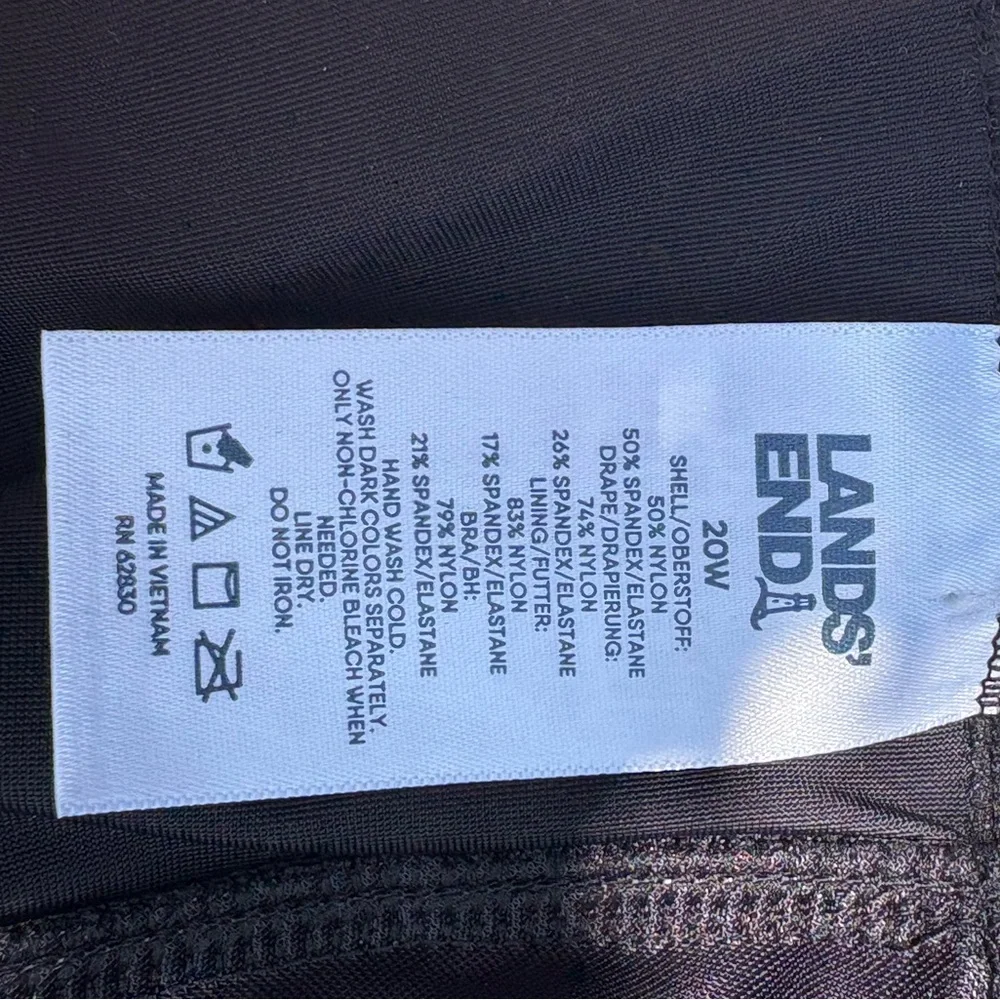 Lands' End Grecian SlenderSuit New Without Tags. Black One-Piece 20W - Picture 3 of 4